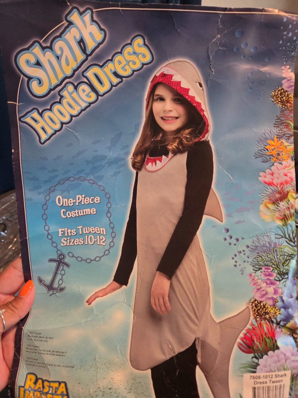 Rasta Imposta Girl's Shark Hoodie Dress Costume Tween Size 10-12 One-Piece